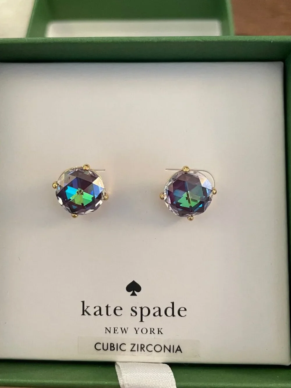 Kate Spade Bright Ideas CZ Stud Earrings, Berry, New in box Gift Box Blue Purple